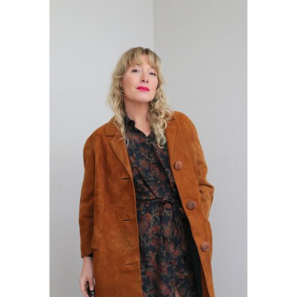 1970's Vintage Spanish Suede Mid Length Alfaro Coat ~ Men's MD Women's MD LG - Picture 11 of 11